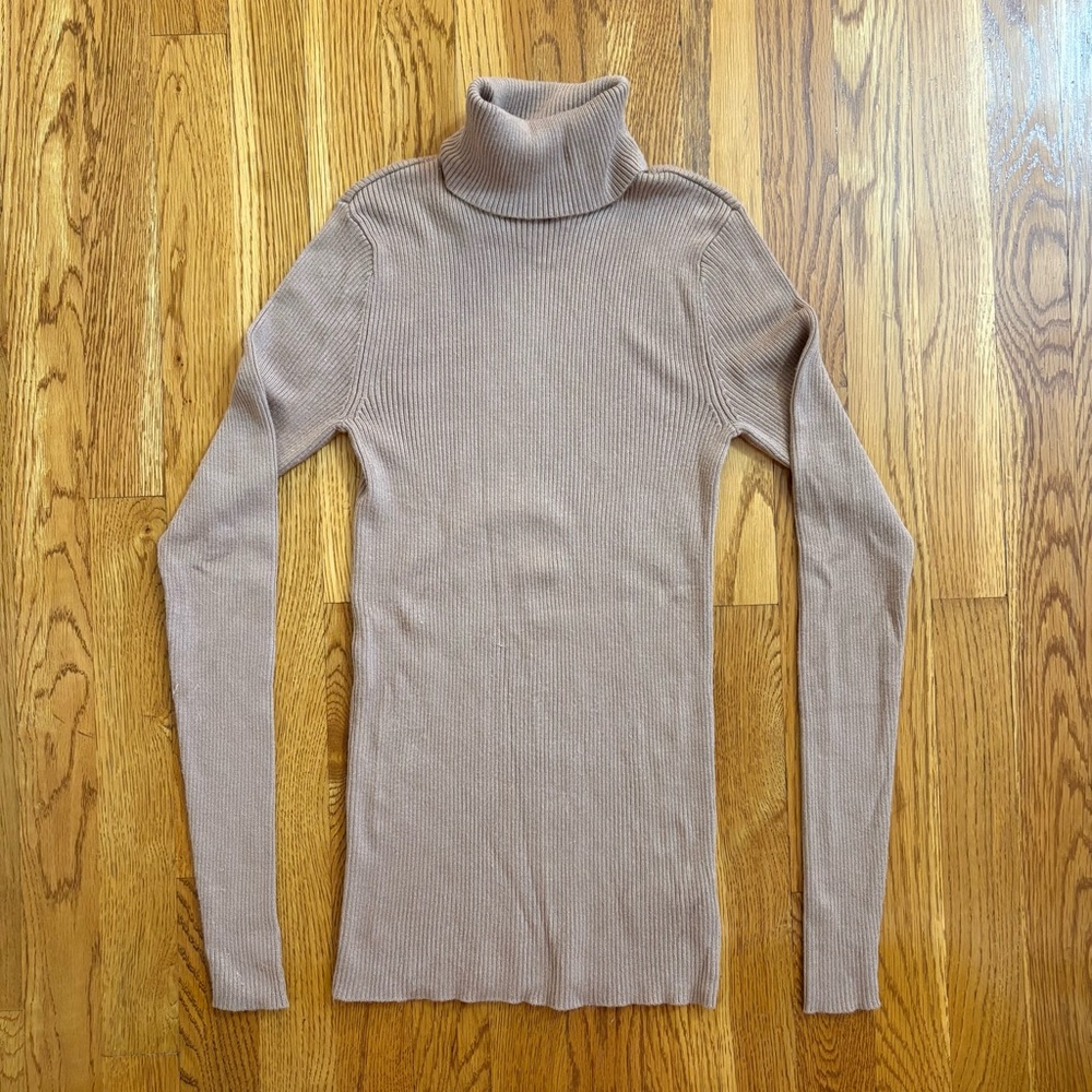 Express Base Layer Tan Neutral Turtleneck Sweater